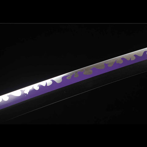 Close-up of 1045 carbon steel blade on Ame no Habakiri anime katana