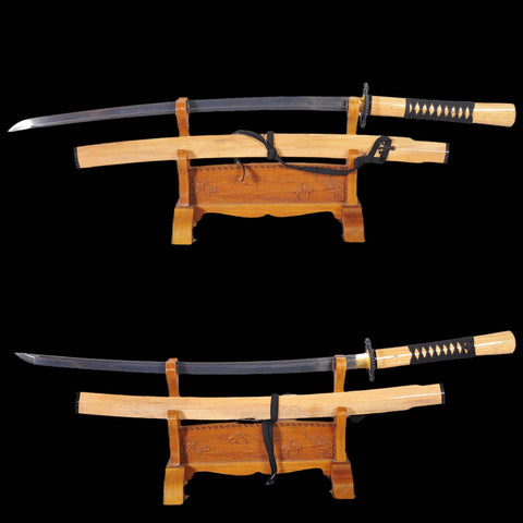 47 Ronin Tengu Katana sword horizontal layout hand forged folded steel