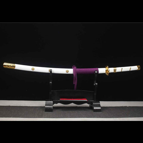 Fully sheathed Ame no Habakiri katana with hardwood saya