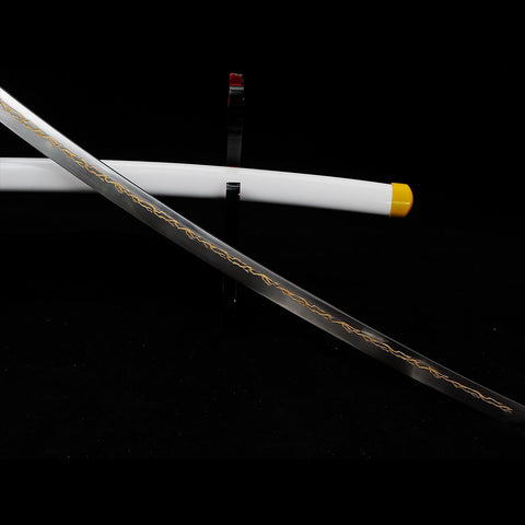 Anime inspired display of Zenitsu Agatsuma Nichirin Sword from Demon Slayer