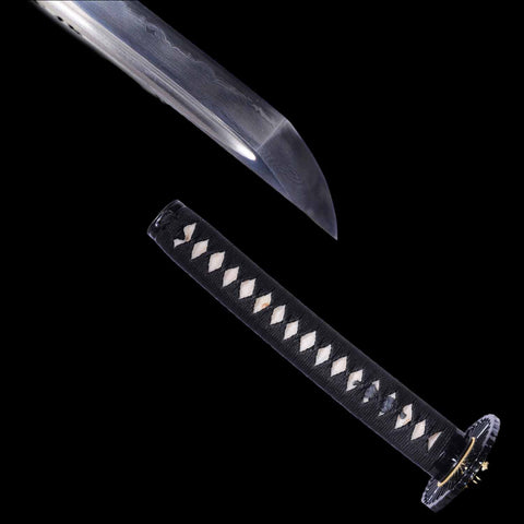 Sharp sword tip of battle ready Japanese katana designed for cutting practice