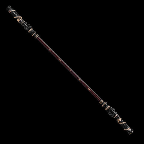 Front angle view of Black Myth Wukong Ruyi Jingu Bang 180cm alloy staff replica