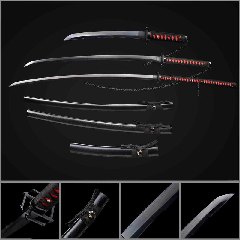 Bleach Ichigo Kurosaki Bankai Sword Set 3PCS – Tensa Zangetsu Katana Replica 