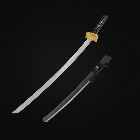 Rectangular brass tsuba design on Deadpool double katana swords