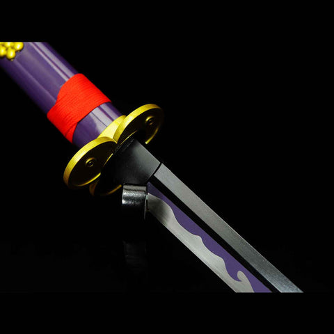 Close view of alloy tsuba on Enma katana