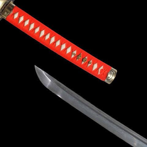 Visible folded steel grain on battle ready Ryu Hayabusa Dragon Sword katana replica