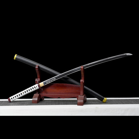 Giyu Tomioka Nichirin katana side view anime sword replica full length display