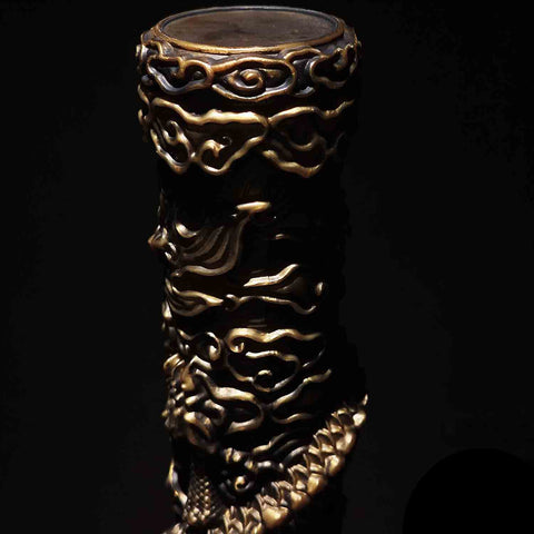 textured grip detail of Goku Power Pole metal staff