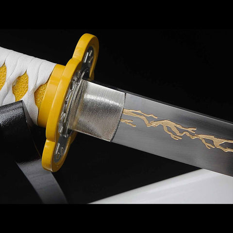 Hand polished finish on Zenitsu Agatsuma Nichirin Katana blade