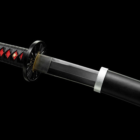 Steel texture of handmade Tanjiro Nichirin katana blade