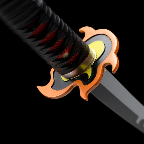 Imitation rayskin handle detail on Tanjiro Kamado Nichirin sword
