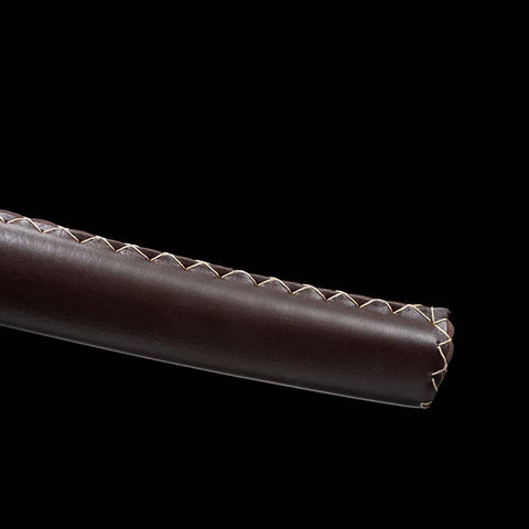 Kojiri end detail of hardwood saya scabbard on Hattori Hanzo Katana Sword