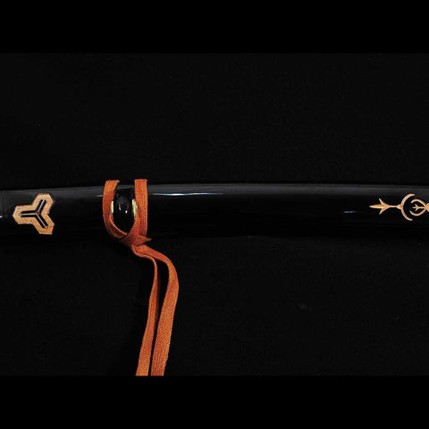 Hardwood saya scabbard with buffalo horn fittings for Kill Bill katana