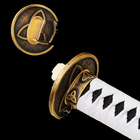 michonne katana brass tsuba fuchi kashira fittings