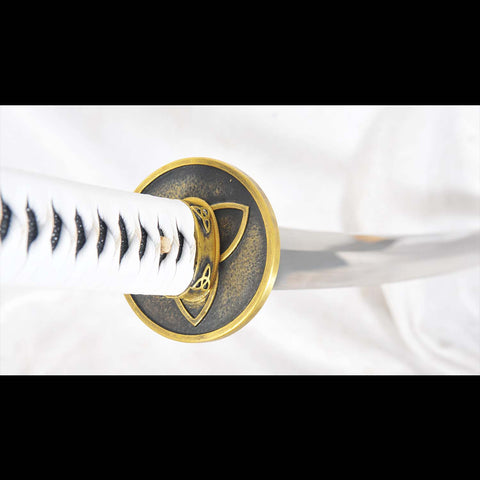 michonne katana sword brass fuchi kashira detail