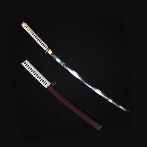 vertical display of Walking Dead Michonne katana sword