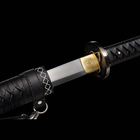 Side view of Michonne katana sword inside black saya