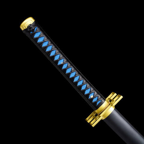 Close-up of Muichiro Tokito Katana handle with rayskin wrap