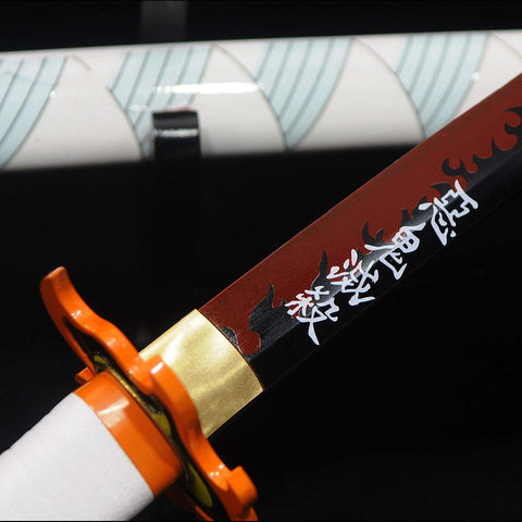 Detailed blade of Rengoku Kyojuro Nichirin Katana made of 1060 steel