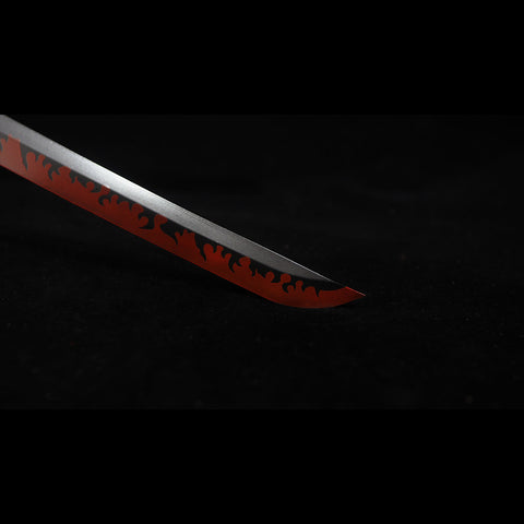 Precision blade point of hand forged Rengoku Kyojuro Nichirin Katana