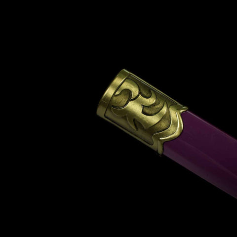 Hardwood saya scabbard detail of Handmade One Piece Nidai Kitetsu Katana Sword, showing smooth finish and traditional fit