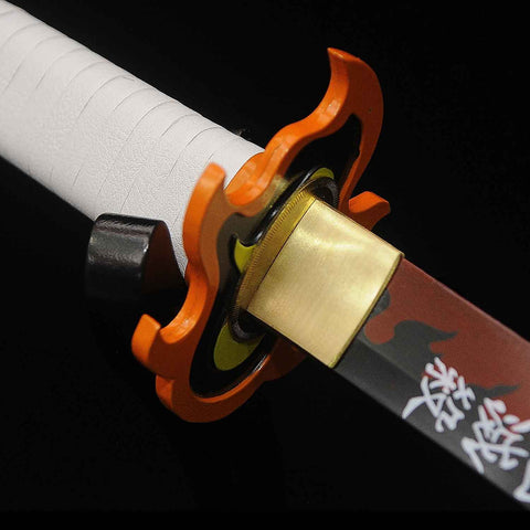 Alloy tsuba detail of Rengoku Kyojuro Nichirin Katana