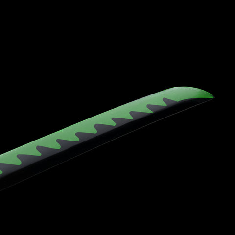 Sharp blade tip detail of Sanemi Shinazugawa Nichirin katana from Demon Slayer