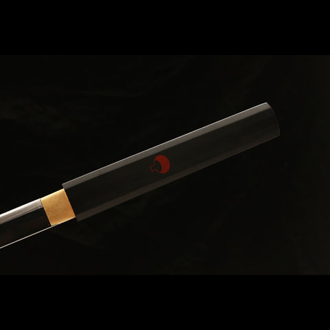 Close up of Naruto Sasuke Kusanagi-no-Tsurugi shirasaya katana handle detail