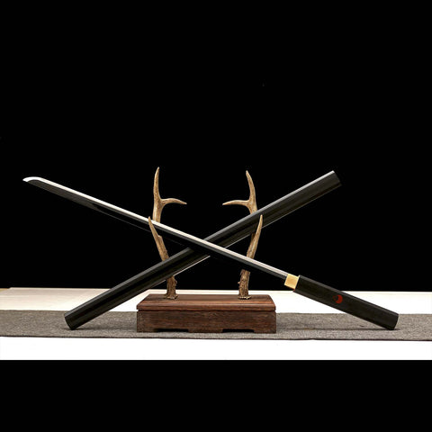 Anime Sasuke black blade ninja katana angled view