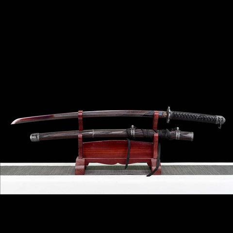 Carved rosewood scabbard paired with Sekiro Undead Cut katana sword