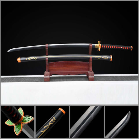 Full view of Shinobu Kocho Nichirin Sword handmade Demon Slayer katana made of 1095 high