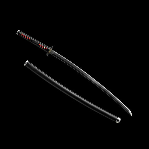 Unsheathed Tanjiro Kamado Nichirin katana full length blade view