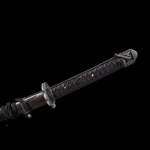 Leather wrapped tsuka handle of Sekiro Undead Cut katana sword