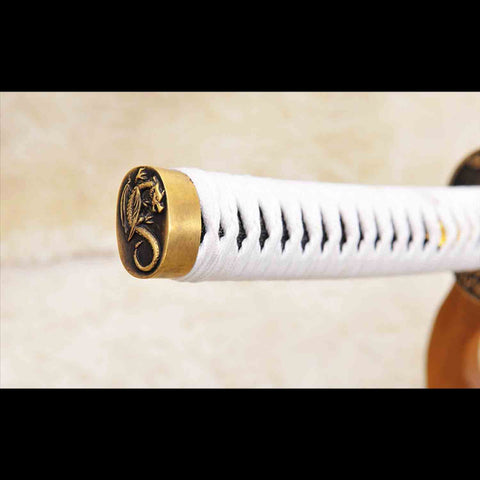 Handle of Devil May Cry Yamato Katana with genuine rayskin and white silk wrap