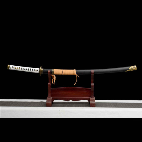 Hand-forged Vergil Yamato Katana on collector’s display stand (stand not included)