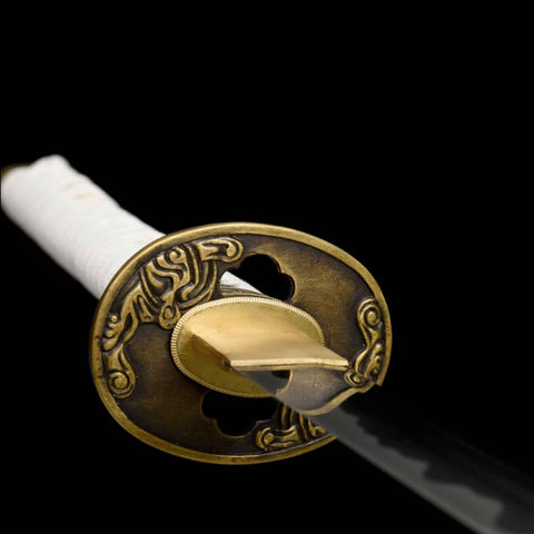 Koiguchi of Vergil Yamato Katana with brass fittings, functional and collectible anime sword