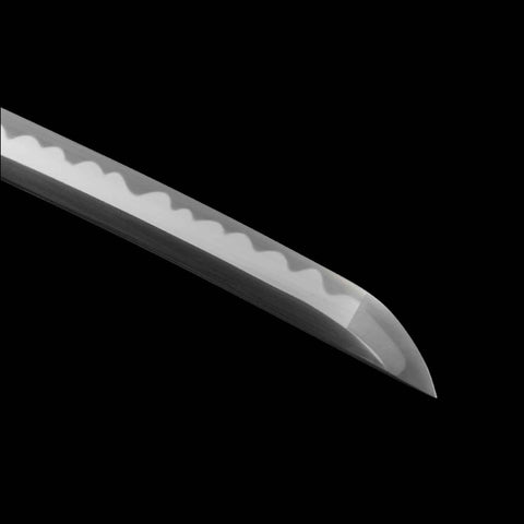 Angled view of Vergil Yamato Katana blade tip, highlighting curvature and sharpness for collectible and functional use