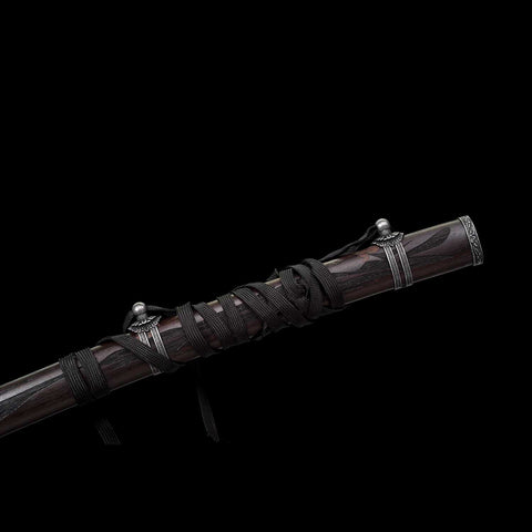 Close view of saya mouth on Violet Undead Cut katana sword