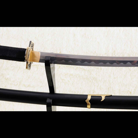 Yubashiri katana blade detail made of 1095 steel and folded steel
