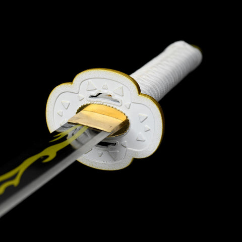 Zenitsu Agatsuma katana golden tsuba papaya shape detail