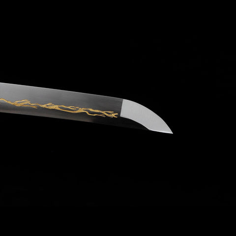 Sharp kissaki detail of Zenitsu Agatsuma Nichirin Katana blade