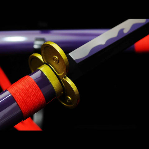 Detail of Roronoa Zoro Enma katana handle with rayskin wrap