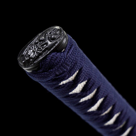 remium handcrafted straight blade katana fine craftsmanship blue handle rayskin